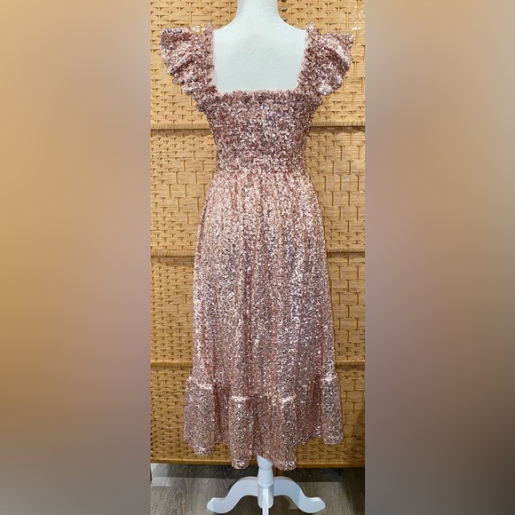 HILL HOUSE Collector's Edition Rose Gold Sequin Ellie Nap Dress -Sz Small - Picture 6 of 9